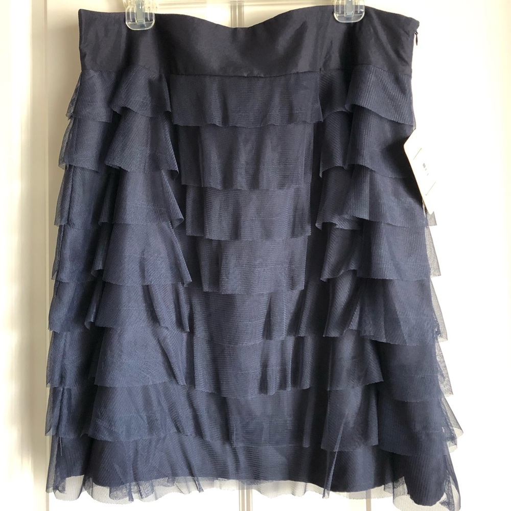 Anthropologie romance and ruffle skirt, navy blue